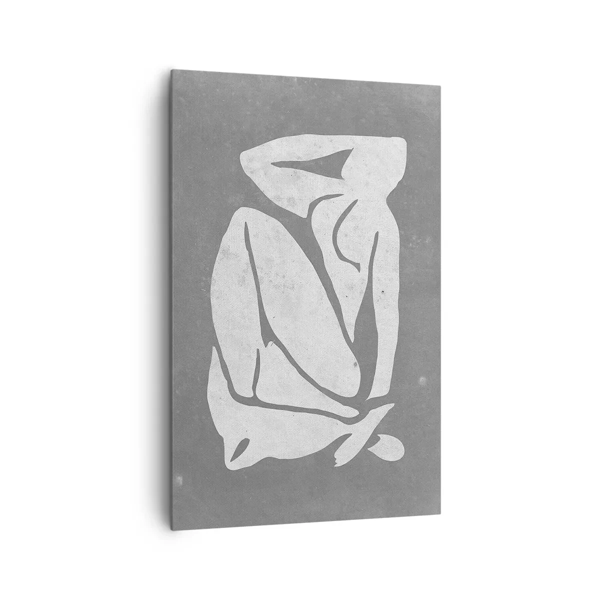 Impression sur toile - Image sur toile - Un dessin de silhouette minimaliste sur fond gris - 80x120cm - En pensée - Décoration murale moderne pour le salon et la chambre ARTTOR