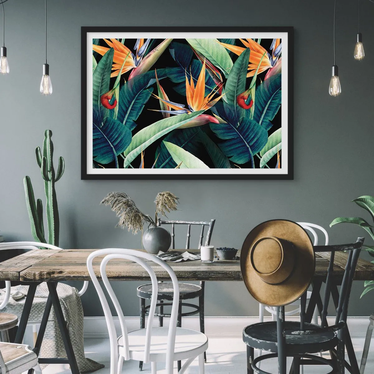 Affiche dans un cadre noir - Poster - Fleurs flamboyantes des tropiques - 91x61 cm