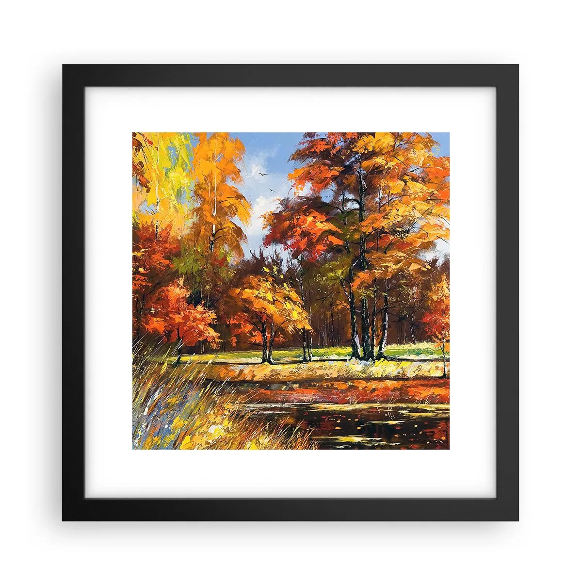 Affiche dans un cadre noir - Poster - Paysage en or et bronze - 30x30 cm