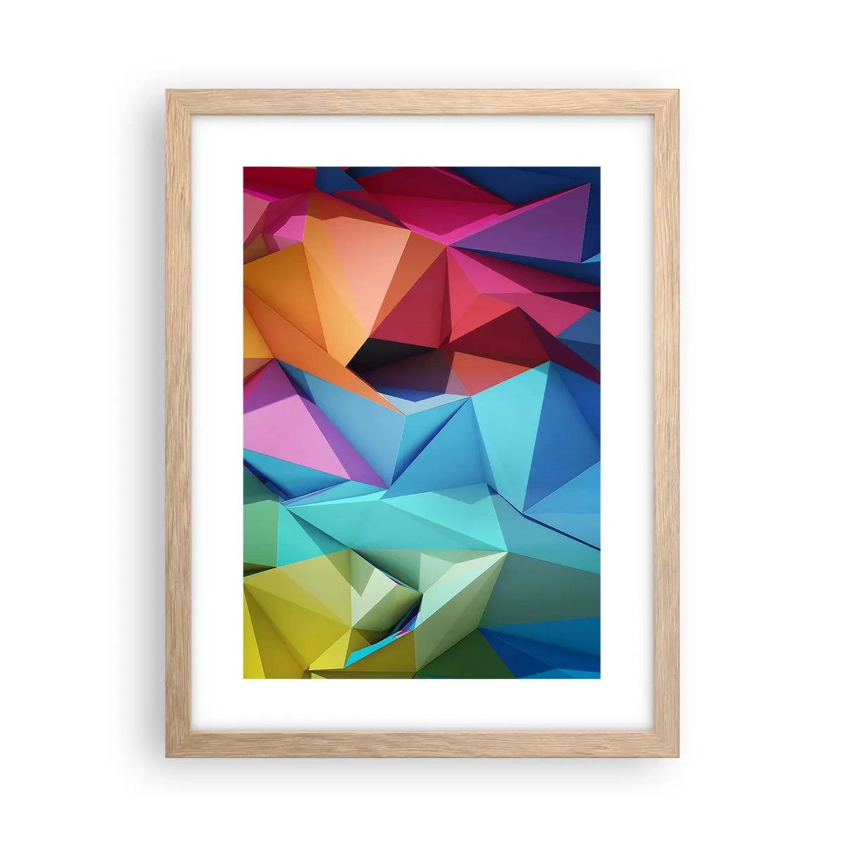 Affiche dans un chêne clair - Poster - Origami arc-en-ciel - 30x40 cm