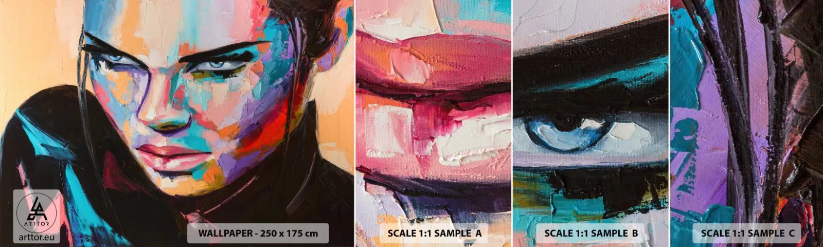 Échantillon de Papier Peint Autocollant Deluxe Sticker - Le coeur sauvageon - Femme, Portrait d'une femme, Fille - 100x30 cm