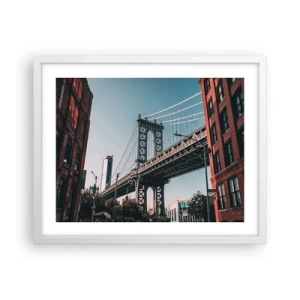 Affiche dans un cadre blanc - Poster - Sur les vagues de la ville - 50x40 cm