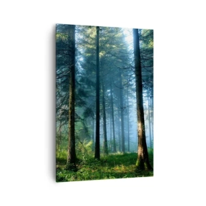 Impression sur toile - Image sur toile - Un chemin forestier illuminé par les rayons du soleil du matin - 70x100cm - Rayonnant le matin - Décoration murale moderne pour le salon et la chambre ARTTOR