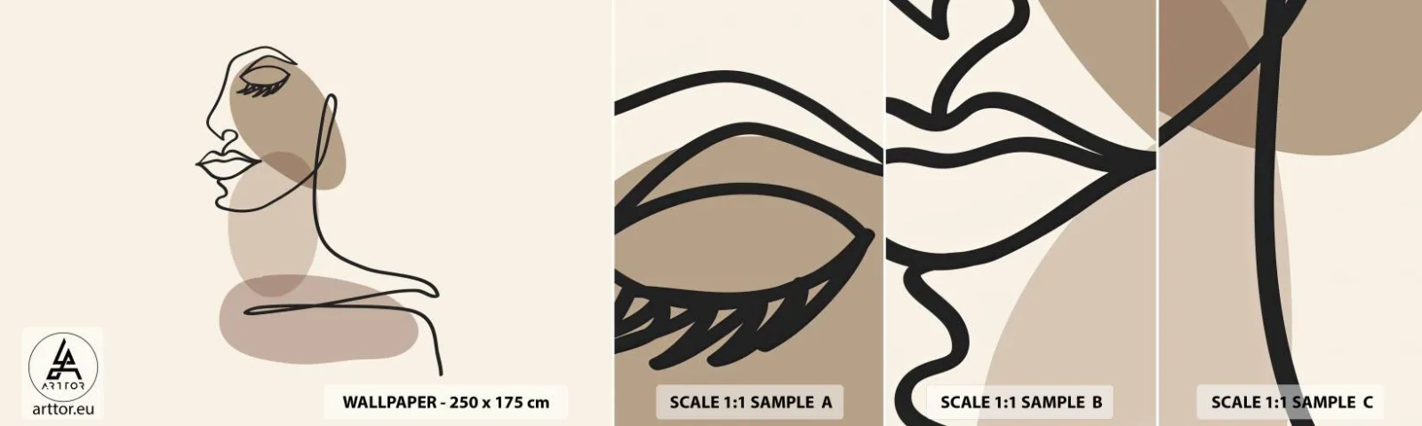 Échantillon De Papier Peint Standard Eco - S'écouter - Abstraction, Visage de femme, Graphique - 100x30 cm