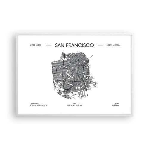 Affiche dans un cadre blanc - Poster - Anatomie de San Fransisco - 100x70 cm