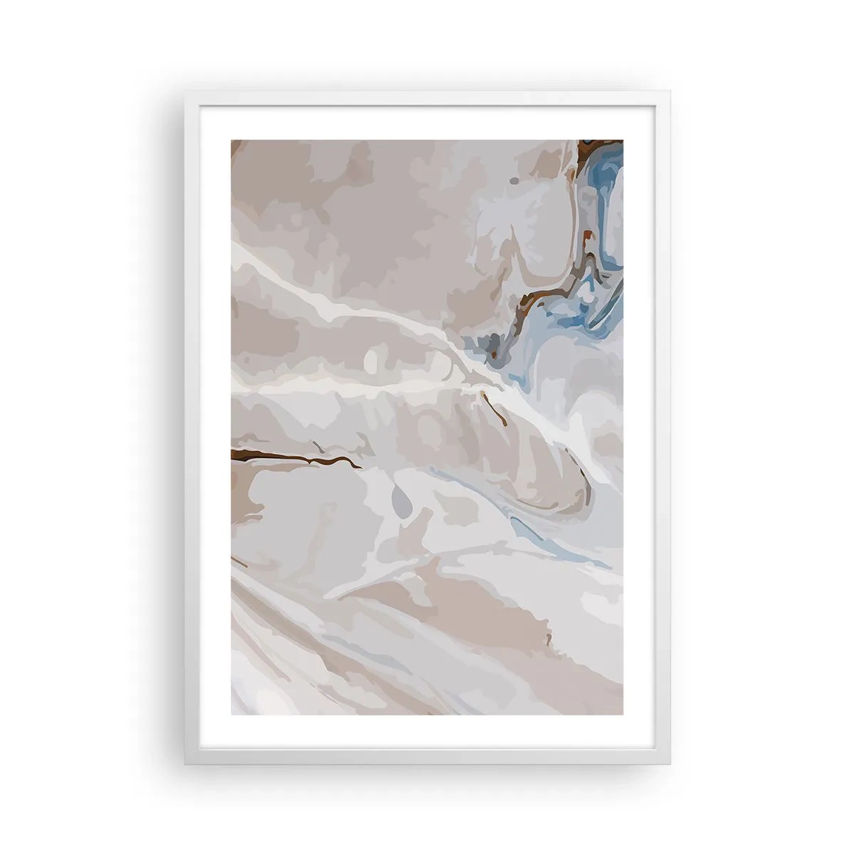 Affiche dans un cadre blanc - Poster - Le bleu serpente sous le blanc - 50x70 cm