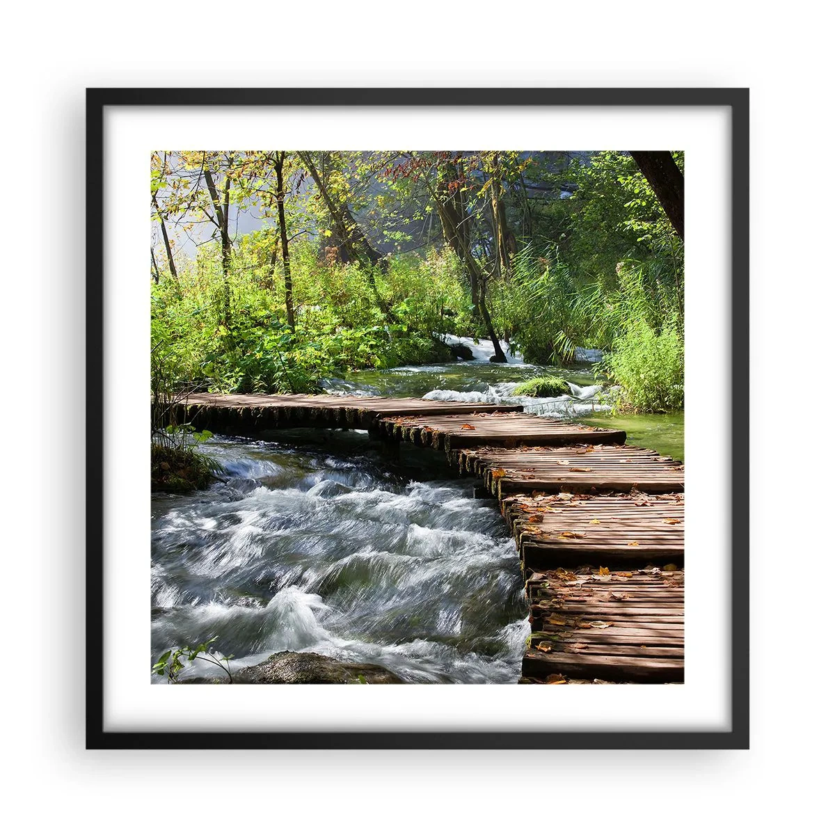 Affiche dans un cadre noir - Poster - Au-dessus de la cascade mousseuse - 50x50 cm