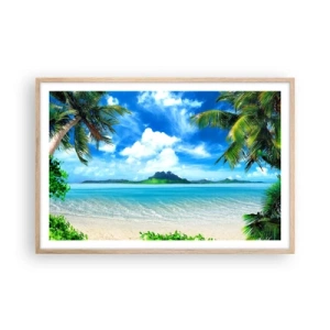 Affiche dans un chêne clair - Poster - L'azur des tropiques - 91x61 cm