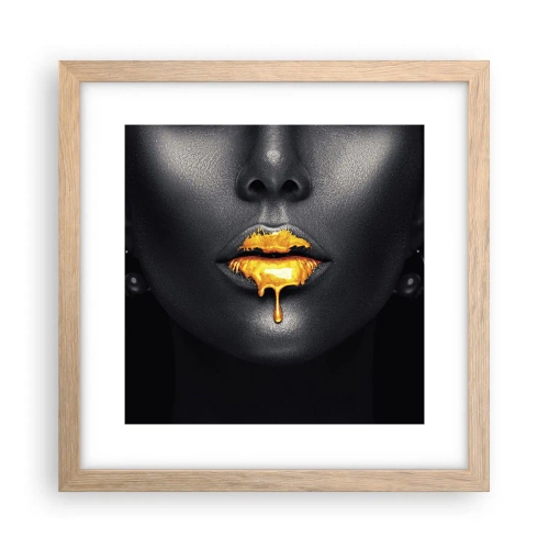 Affiche dans un chêne clair - Poster - Bouche d'or - 30x30 cm