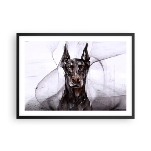 Affiche dans un cadre noir - Poster - Portrait abstrait d'un chien dans une démarche artistique - 70x50cm - Né noble - Décoration murale moderne pour le salon et la chambre ARTTOR
