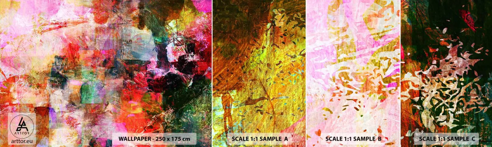 Échantillon de Papier Peint Autocollant Deluxe Sticker - Un voyage à travers les roses - Abstraction, Morceau, Graphique - 100x30 cm