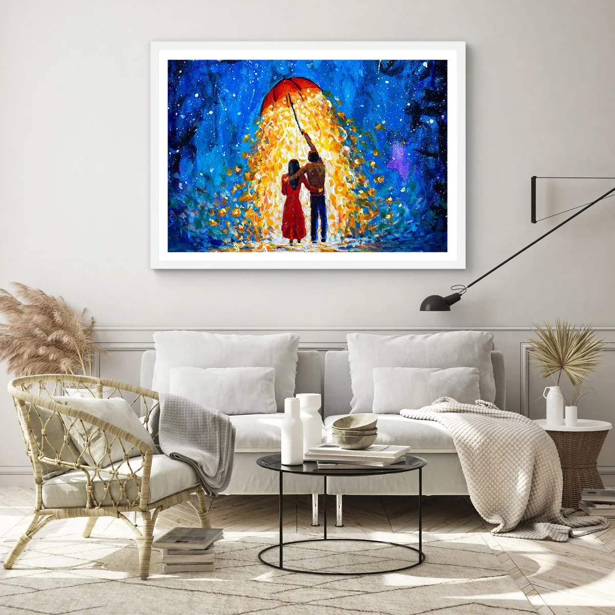 Affiche dans un cadre blanc - Poster - La magie d'une soirée pluvieuse ? - 100x70 cm