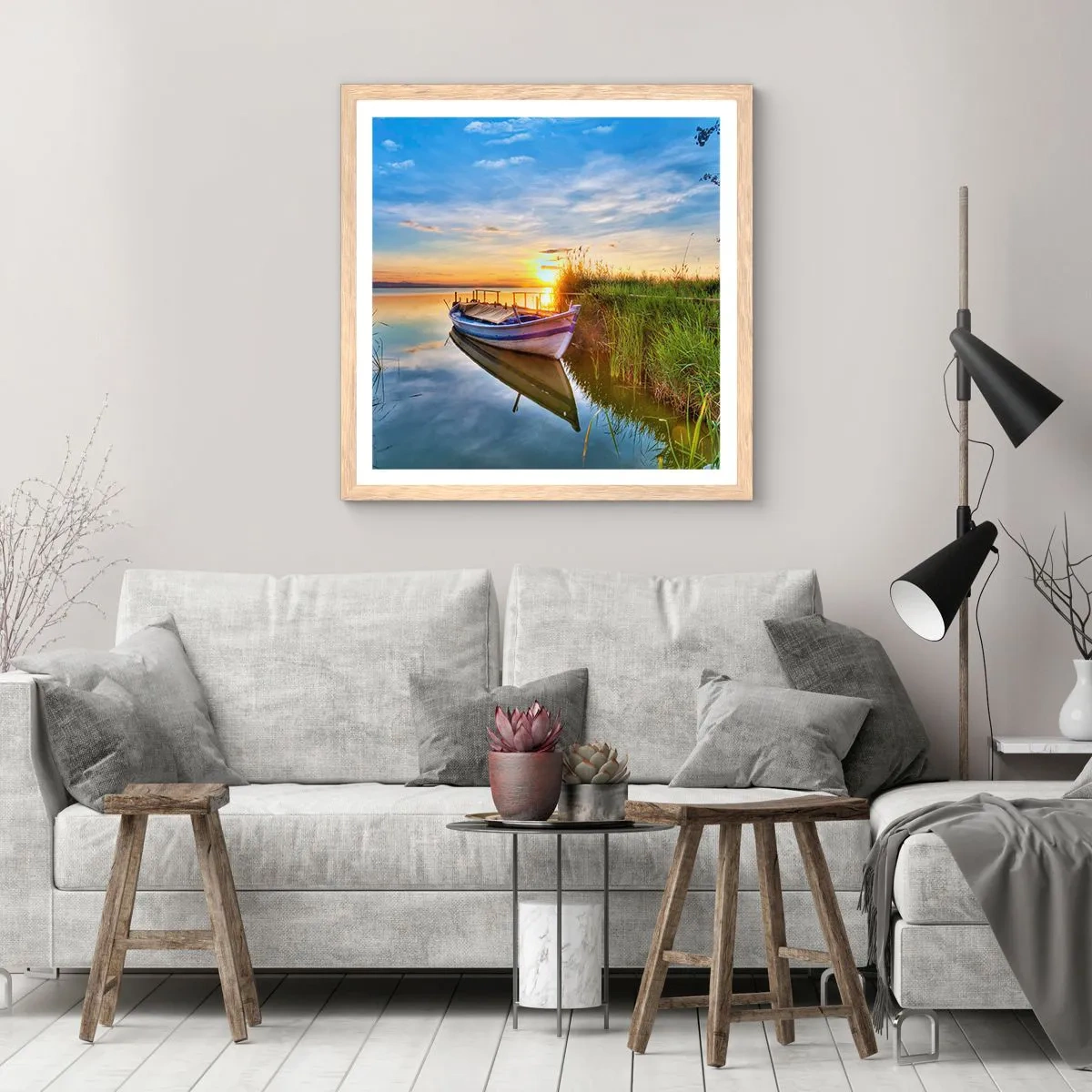 Affiche dans un chêne clair - Poster - La crique où les rêves deviennent réalité - 50x50 cm