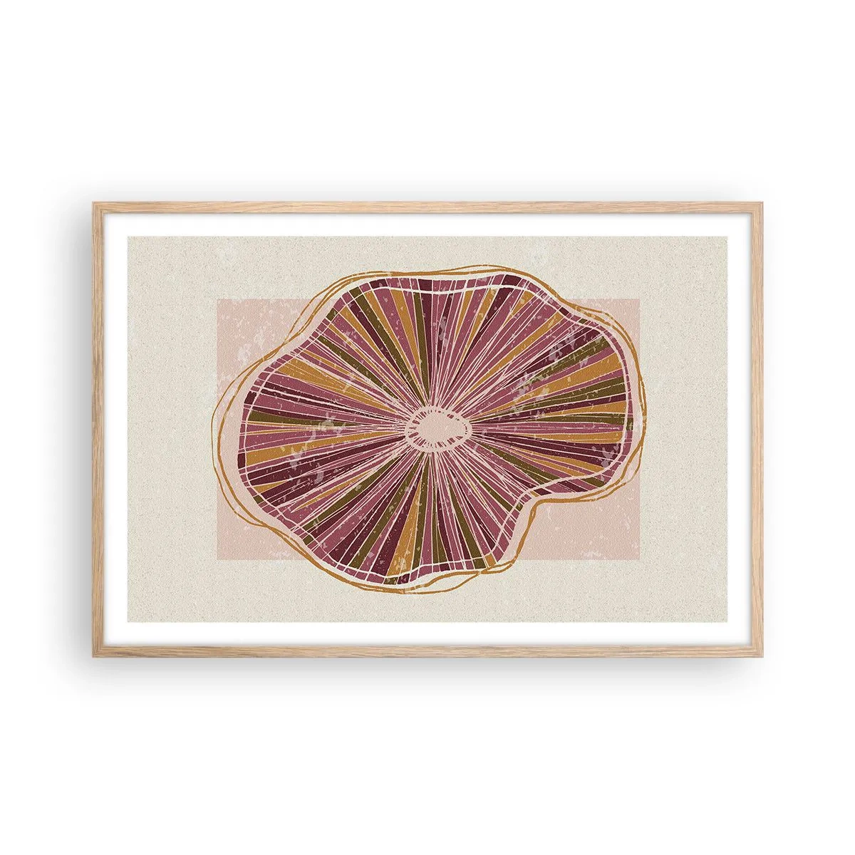 Affiche dans un chêne clair - Poster - Abstraction rayonnante - 91x61 cm