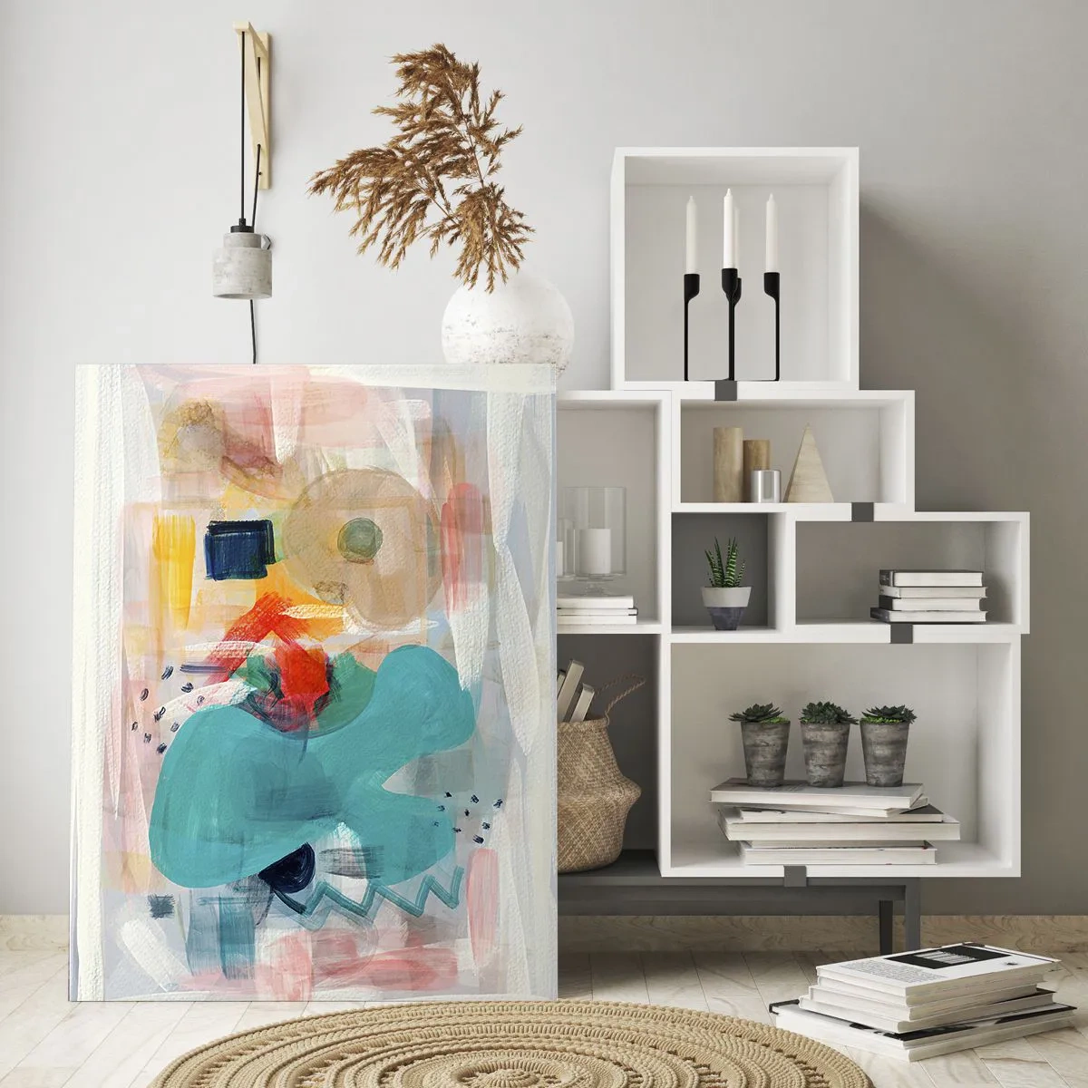 Impression sur verre - Image sur verre - Les formes et les couleurs abstraites créent une composition dynamique - 70x100cm - Jeu de couleurs - Décoration murale moderne pour le salon et la chambre ARTTOR