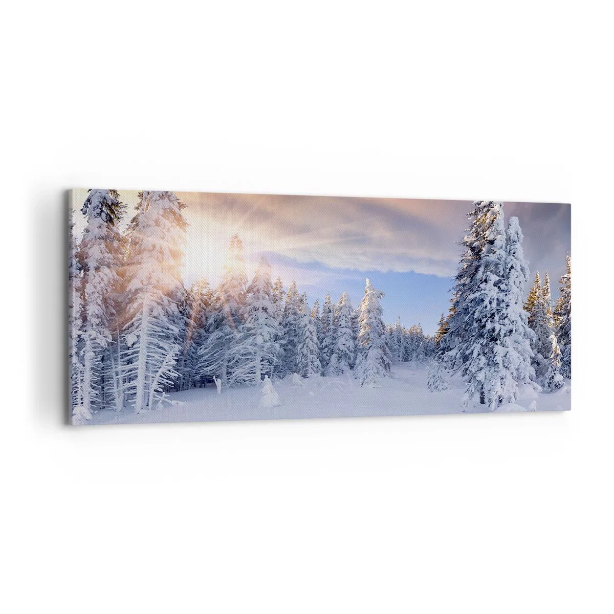 Impression sur toile - Image sur toile - Un spectacle enneigé de la nature - 100x40 cm