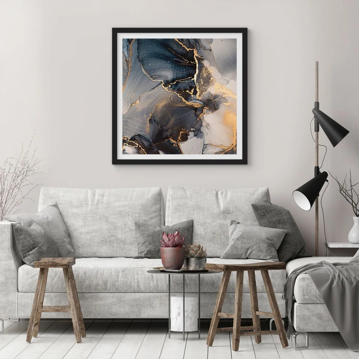 Affiche dans un cadre noir - Poster - La vie de la pierre - 40x40 cm