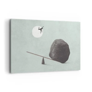 Impression sur toile - Image sur toile - Une scène symbolique avec une figure et un équilibre sur un ciel lumineux. - 120x80cm - Réalisation de ses rêves - Décoration murale moderne pour le salon et la chambre ARTTOR