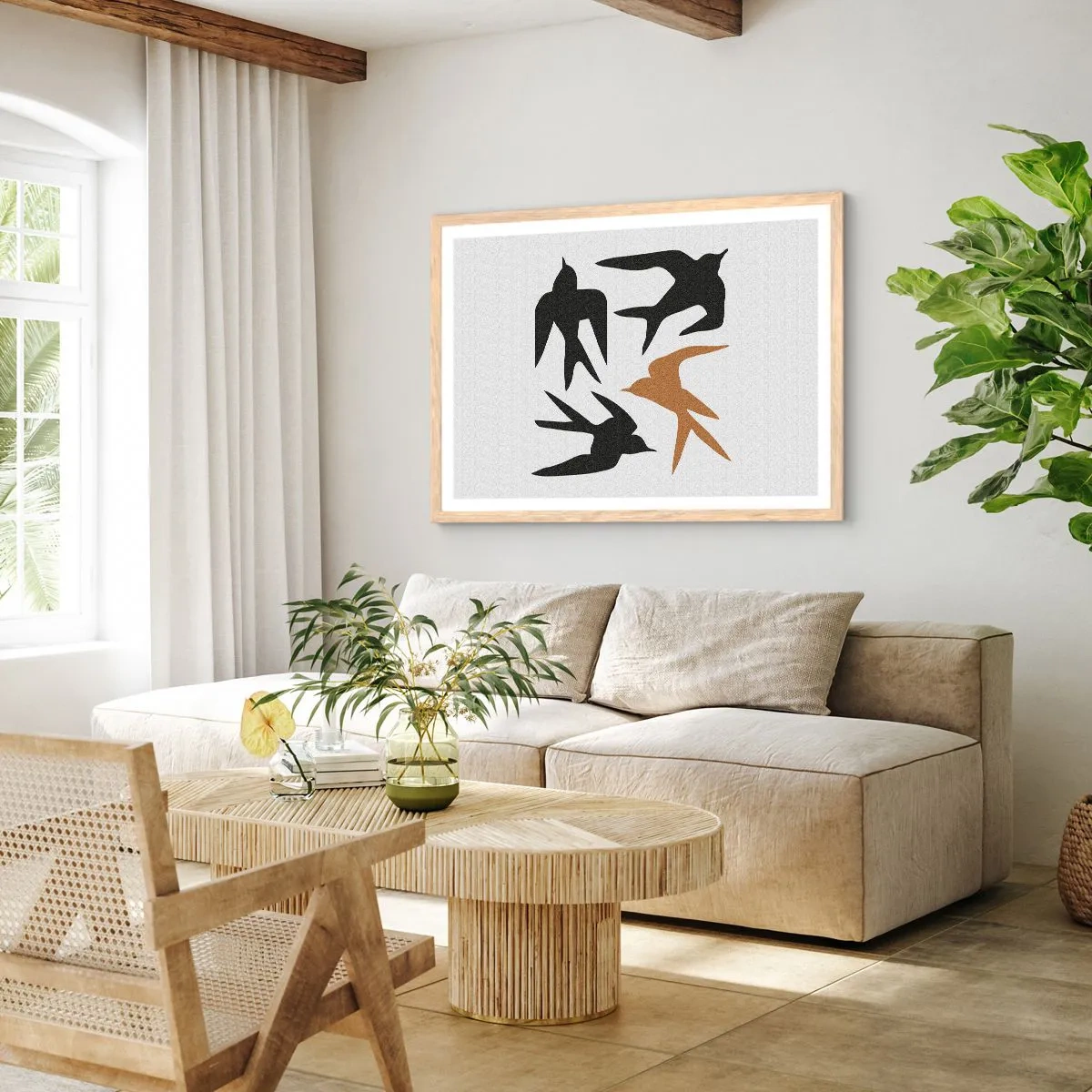 Affiche dans un chêne clair - Poster - Avaler du plaisir - 100x70 cm