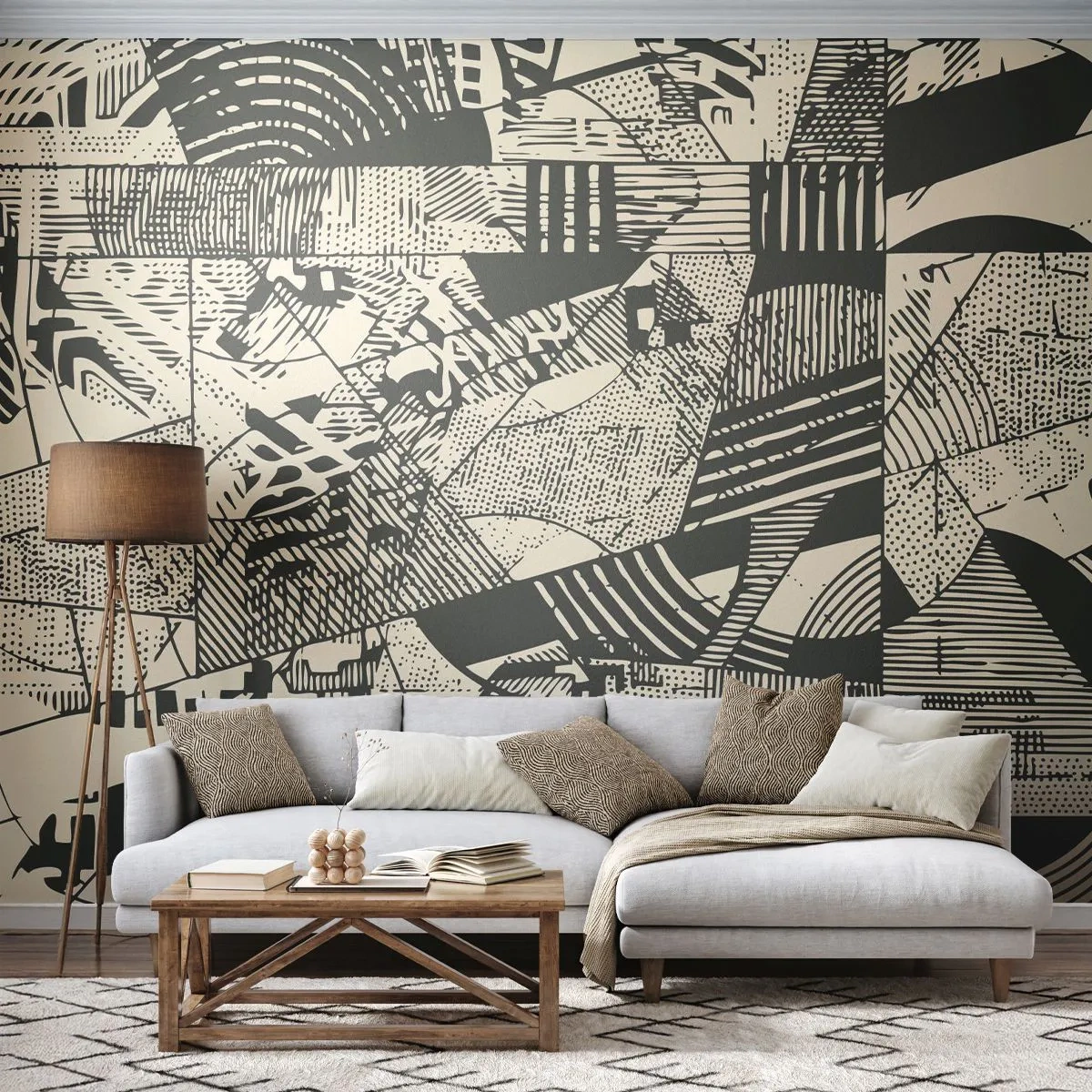 Papier Peint Autocollant Deluxe Sticker - Dynamique du modernisme - Abstraction, Ancien, Graphique - 250x175 cm