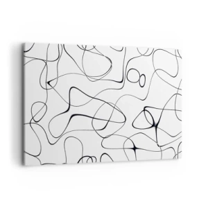 Impression sur toile - Image sur toile - Lignes noires abstraites sur fond blanc dans un style minimaliste - 120x80cm - Le chemin de la vie, les voies du hasard - Décoration murale moderne pour le salon et la chambre ARTTOR