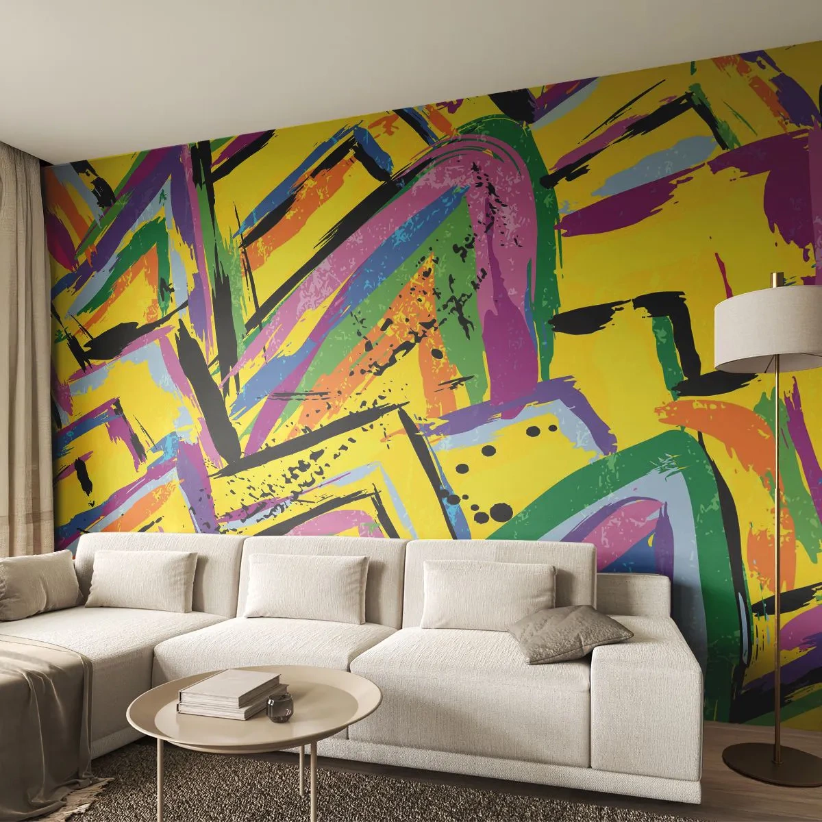 Papier Peint Photo Standard Eco - Jusqu'à ce qu'il crie de joie - Abstraction, Morceau, Peinture - 400x280 cm