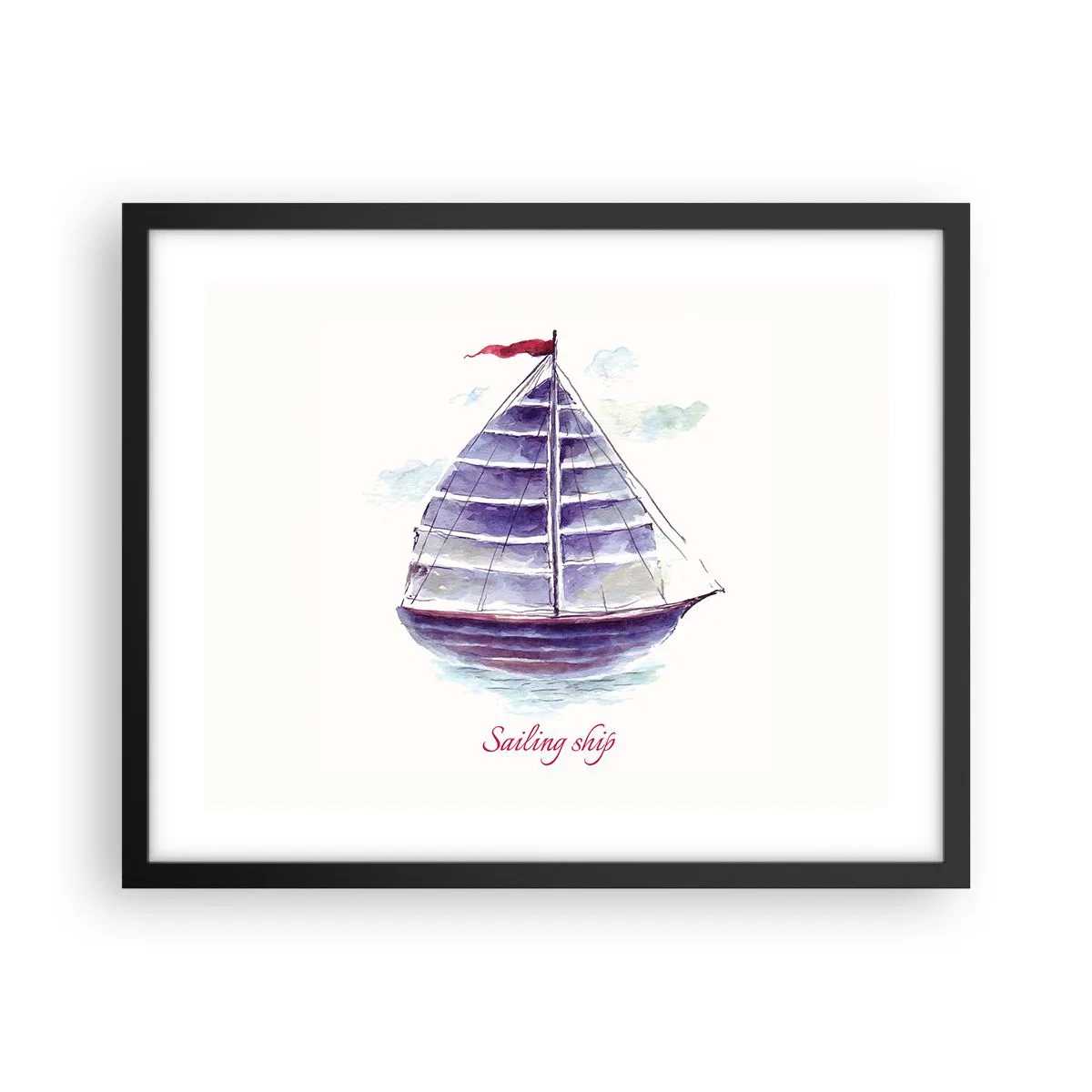 Affiche dans un cadre noir - Poster - Plein de voiles et d’eau calme - 50x40 cm