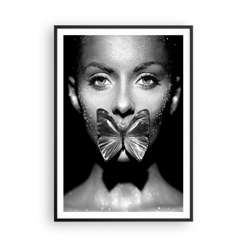 Affiche dans un cadre noir - Poster - Baiser papillon - 70x100 cm