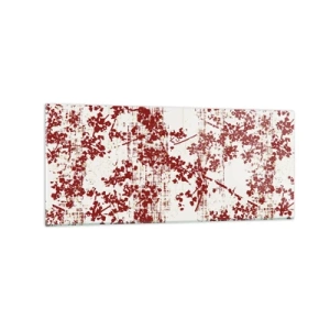 Impression sur verre - Image sur verre - Fleurs rouges sur fond blanc dans un style artistique - 120x50cm - Comme un calicot ancien - Décoration murale moderne pour le salon et la chambre ARTTOR