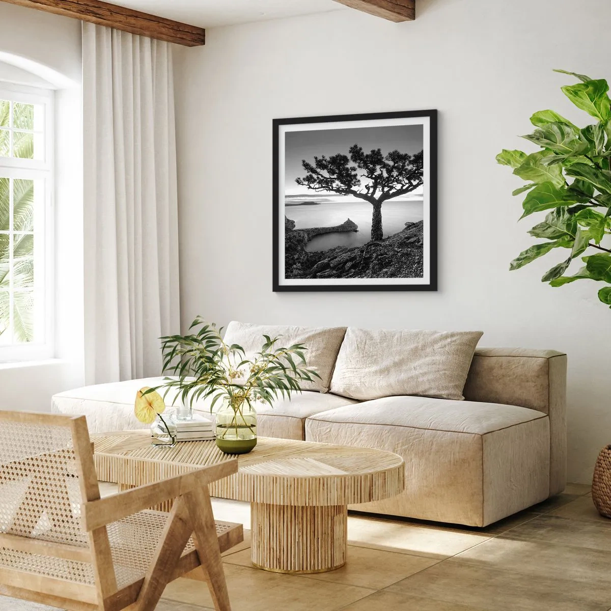 Affiche dans un cadre noir - Poster - Paix jusqu'à l'horizon - 60x60 cm