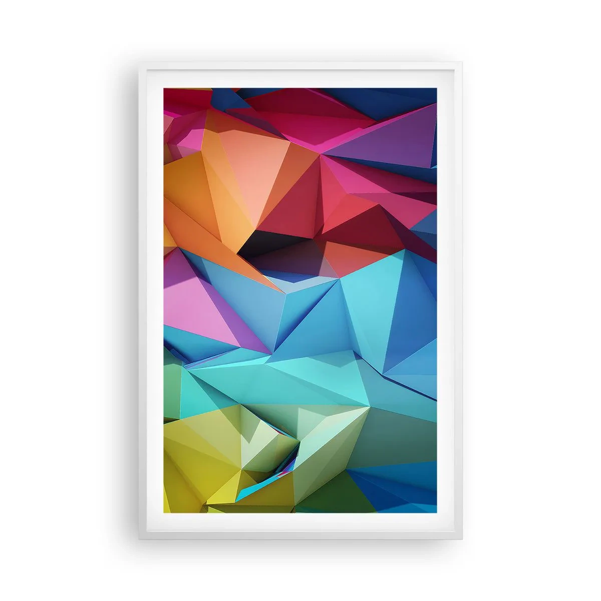 Affiche dans un cadre blanc - Poster - Origami arc-en-ciel - 61x91 cm