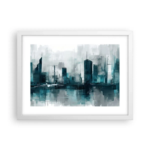 Affiche dans un cadre blanc - Poster - Une ville couleur de pluie - 40x30 cm