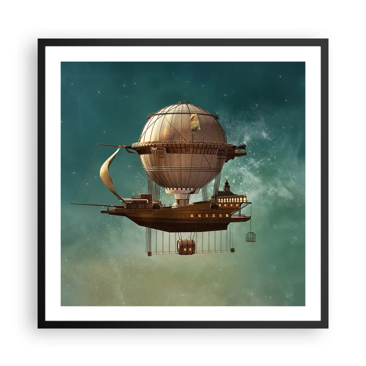 Affiche dans un cadre noir - Poster - Jules Verne vous salue - 60x60 cm