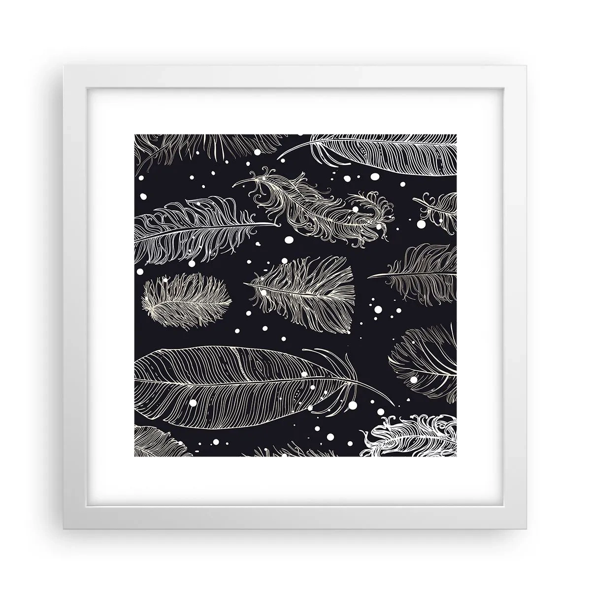 Affiche dans un cadre blanc - Poster - Toile de plumes - 30x30 cm