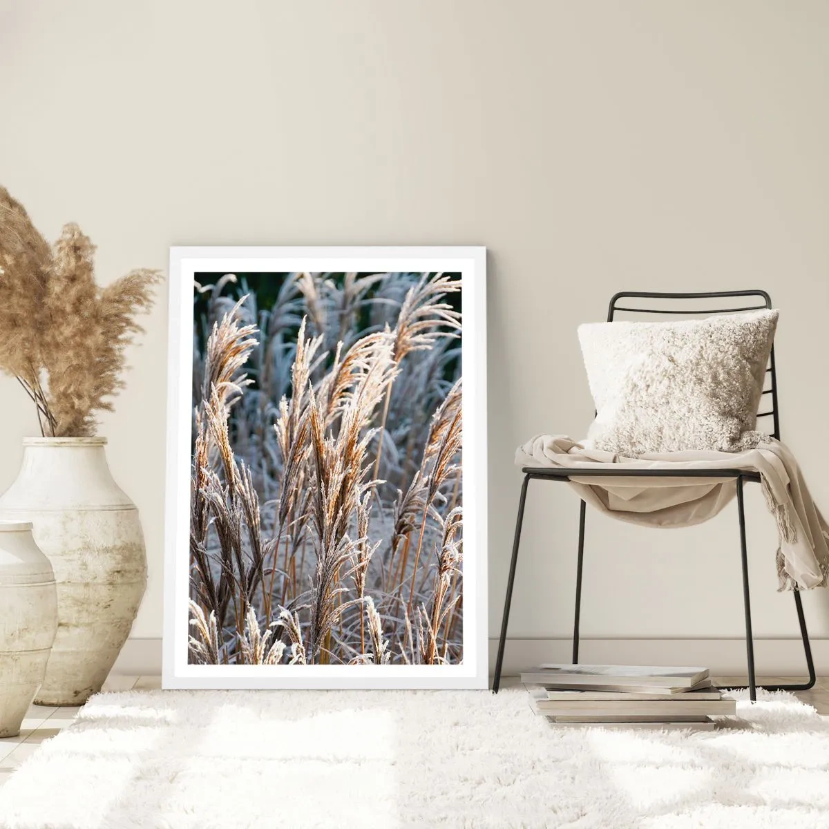 Affiche dans un cadre blanc - Poster - Habillé de givre - 70x100 cm