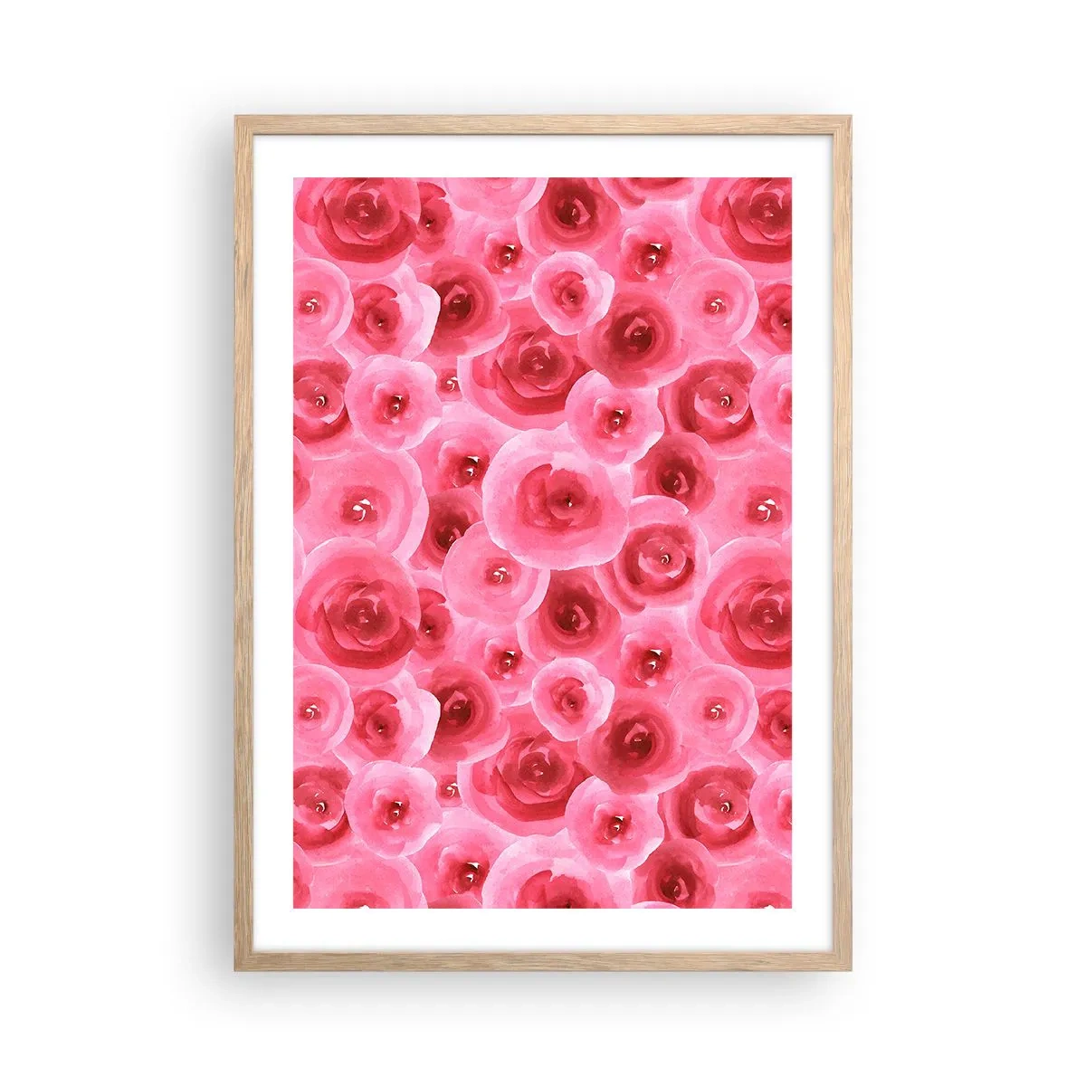 Affiche dans un chêne clair - Poster - Roses en-haut et en-bas - 50x70 cm