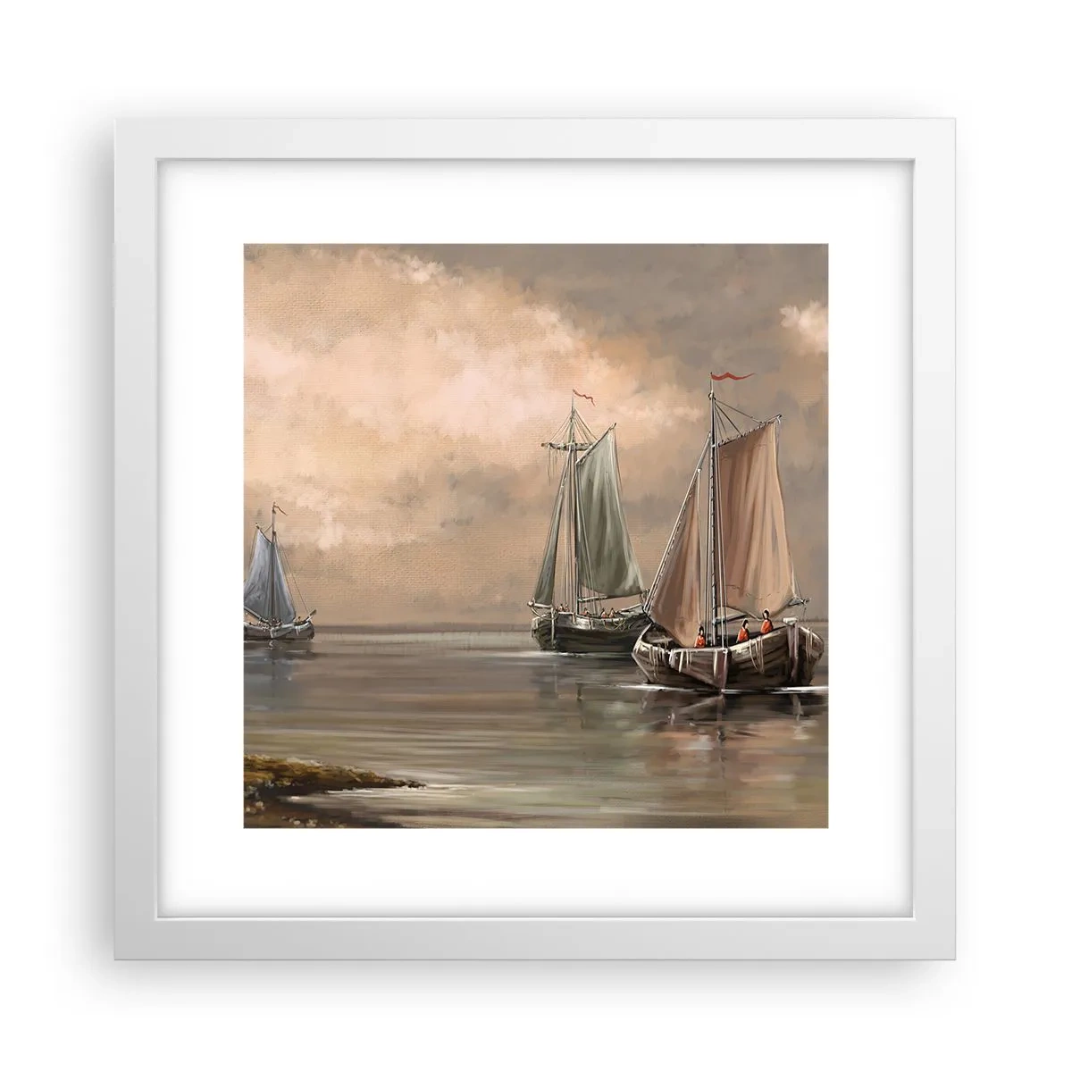 Affiche dans un cadre blanc - Poster - Le retour des marins - 30x30 cm