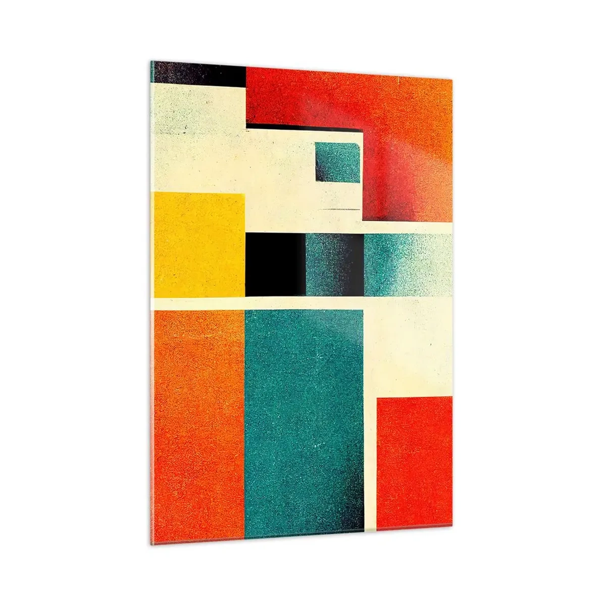 Impression sur verre - Image sur verre - Rectangles géométriques colorés de style rétro - 50x70cm - Abstraction géométrique – bonne énergie - Décoration murale moderne pour le salon et la chambre ARTTOR