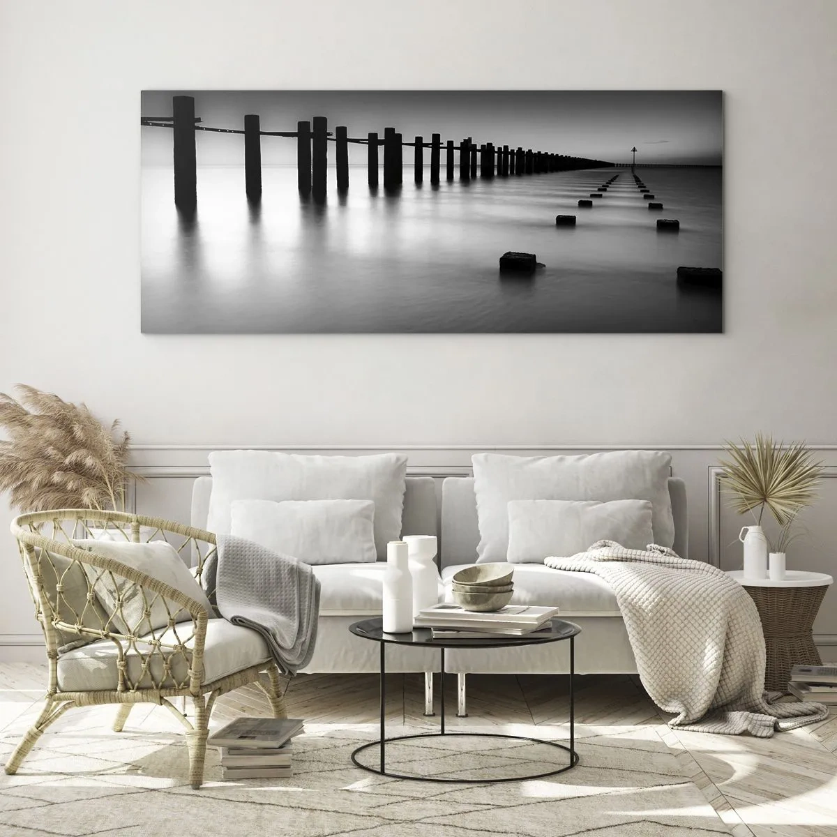 Impression sur verre - Image sur verre - Distance grise dans le brouillard - 90x30 cm