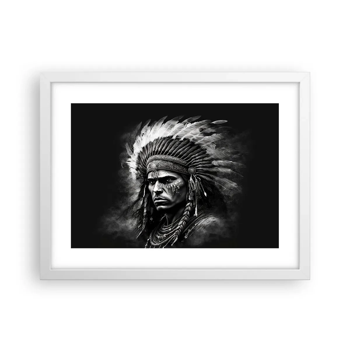 Affiche dans un cadre blanc - Poster - Un leader et un guerrier - 40x30 cm