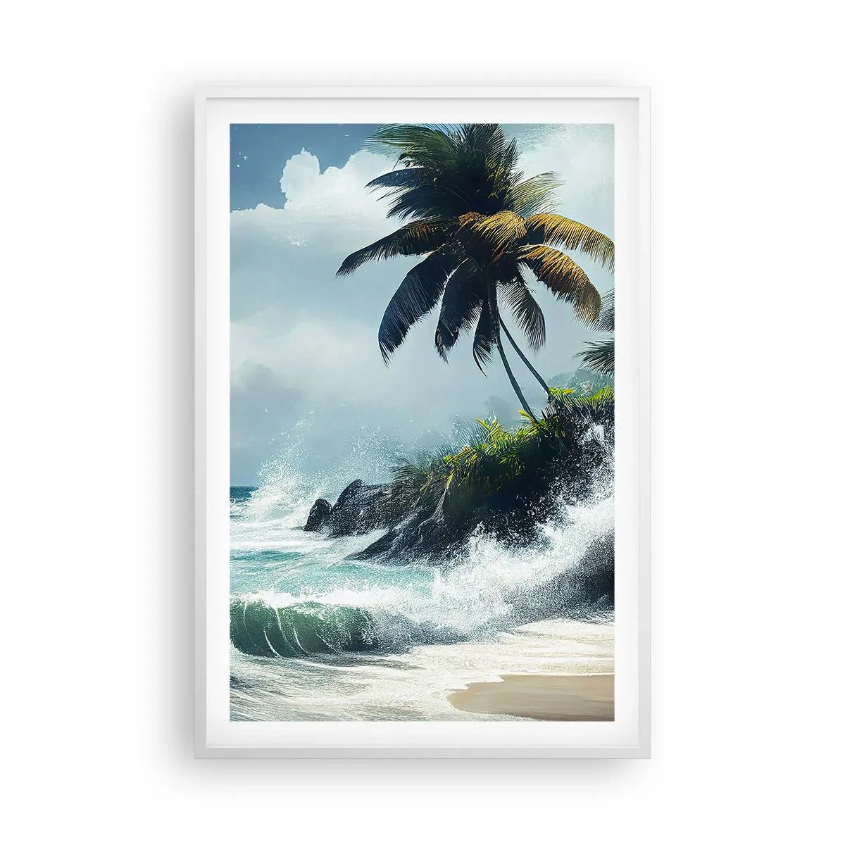 Affiche dans un cadre blanc - Poster - Sur une côte tropicale - 61x91 cm