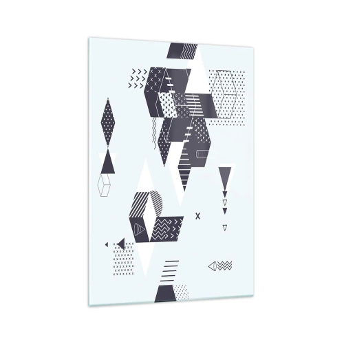 Impression sur verre - Image sur verre - Graphismes géométriques modernes dans des tons de blanc et de bleu marine - 70x100cm - Dans l'âme d'un mathématicien - Décoration murale moderne pour le salon et la chambre ARTTOR