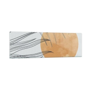 Impression sur verre - Image sur verre - Brins d'herbe abstraits sur fond de grand soleil orange - 160x50cm - Toujours vers le soleil - Décoration murale moderne pour le salon et la chambre ARTTOR