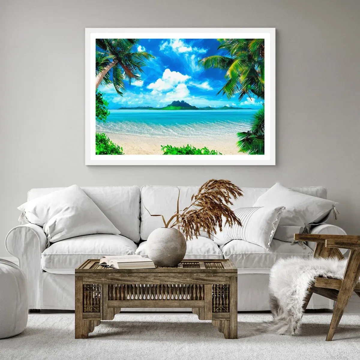 Affiche dans un cadre blanc - Poster - L'azur des tropiques - 40x30 cm