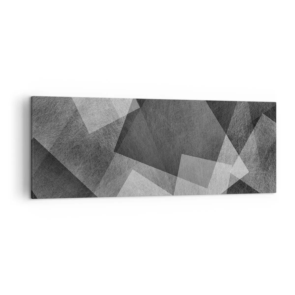 Impression sur toile - Image sur toile - Abstraction en noir et blanc avec des formes géométriques - 140x50cm - Le symbole éternel de durabilité et d'ordre - Décoration murale moderne pour le salon et la chambre ARTTOR