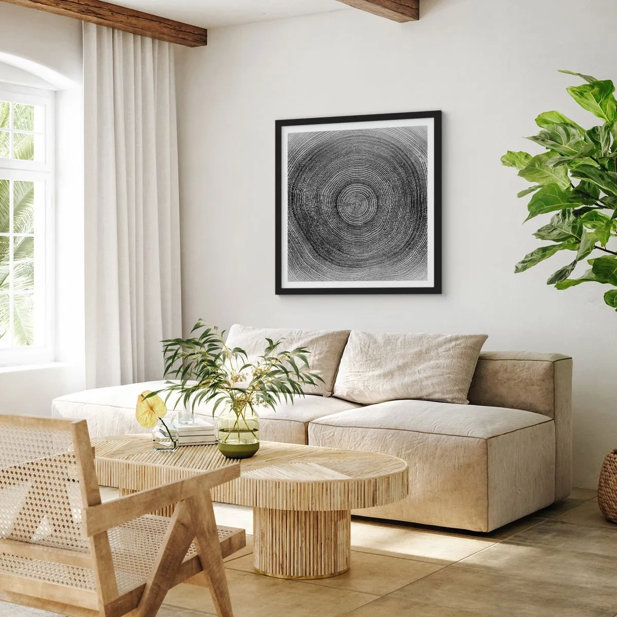 Affiche dans un cadre noir - Poster - Signe du temps - 40x40 cm