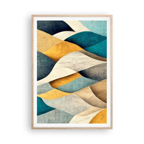 Affiche dans un chêne clair - Poster - Rythme et vague - 70x100 cm