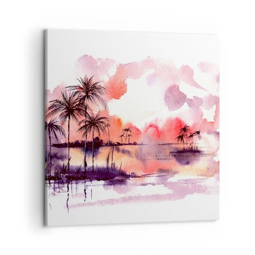 Impression sur toile - Image sur toile - La tranquillité des tropiques en rouge - 50x50 cm