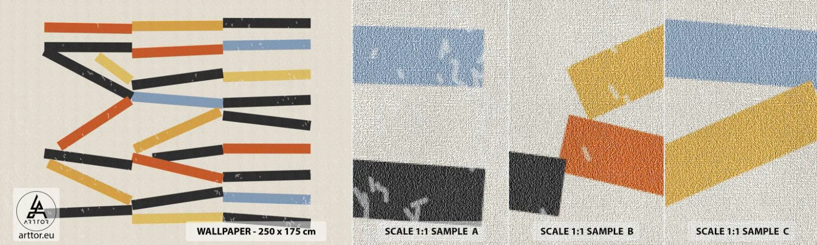 Échantillon de Papier Peint Premium Canvas - Composition de niveaux - Minimalisme, Hipster, Contemporain - 100x30 cm