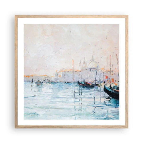 Affiche dans un chêne clair - Poster - Derrière l'eau, derrière le brouillard - 60x60 cm